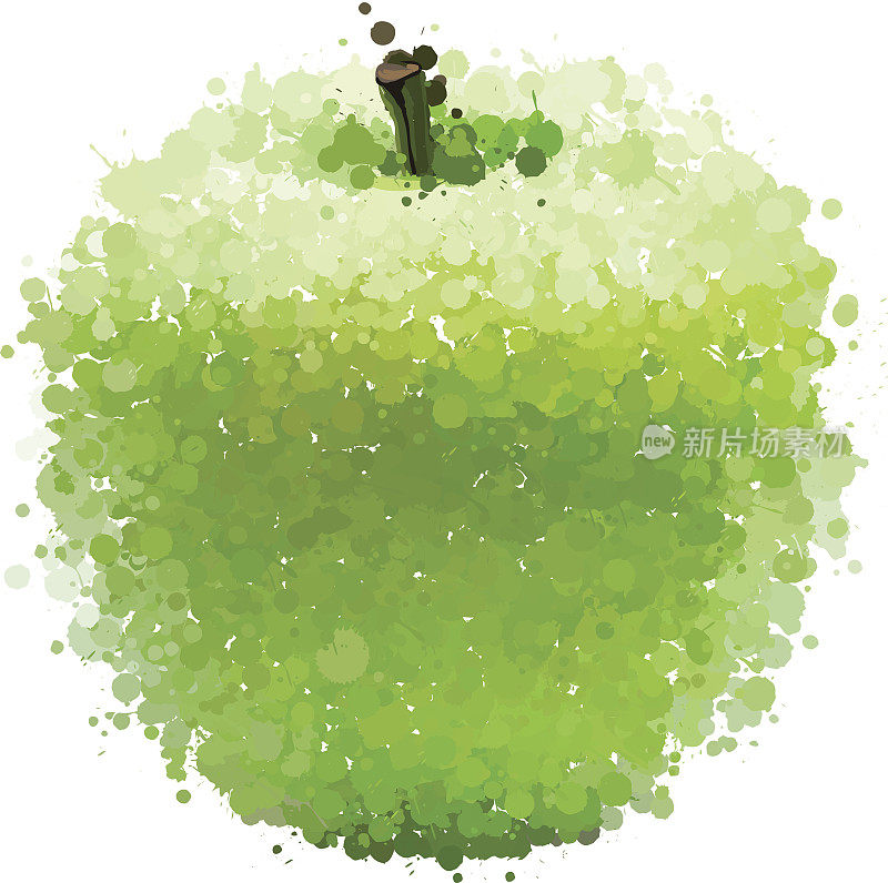 绿苹果的斑点载体分离在白色上