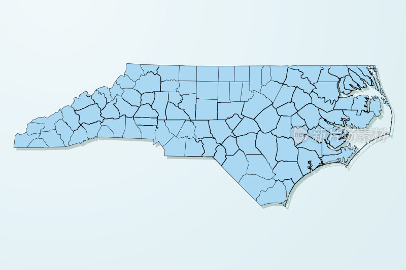 北卡罗来纳州蓝色地图上退化的背景向量
