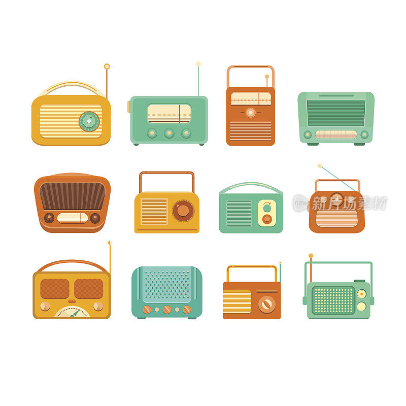 老式录音机和收音机。