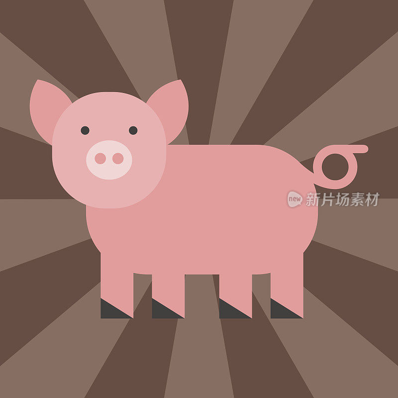 可爱的小猪卡通动物粉红农业农场哺乳动物家小猪字符矢量插图