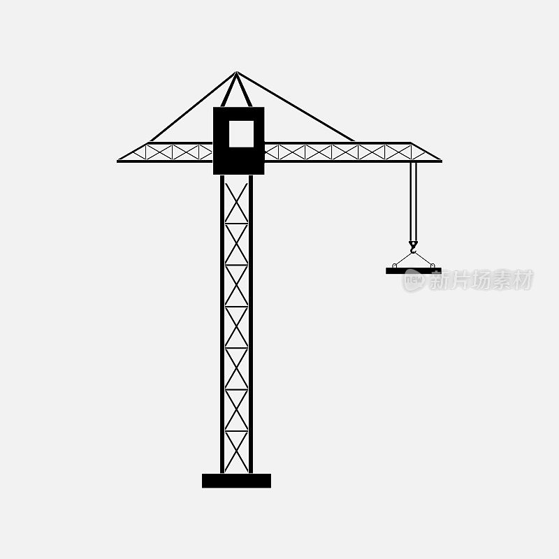 建筑起重机剪影，建筑建筑，图标起重机，塔吊，完全可编辑的矢量图像