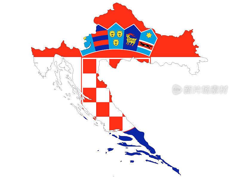 克罗地亚联合地图和旗帜