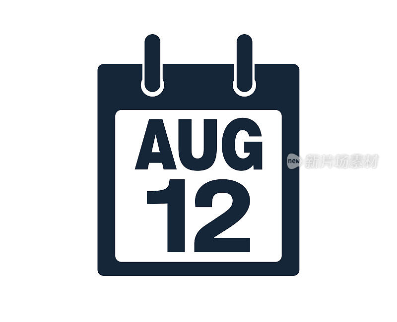 8月12日日历图标股票矢量插图