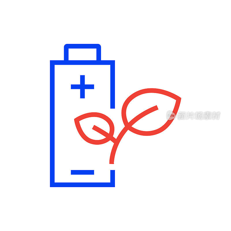 可重复使用的电池矢量线图标-可编辑的笔画，简单的线符号，优质的设计元素。