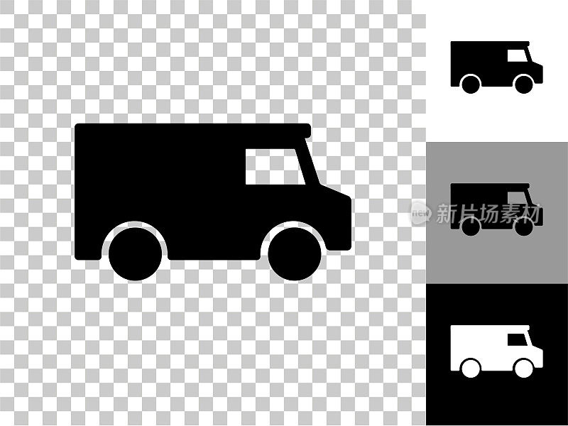 卡车图标在棋盘上透明的背景