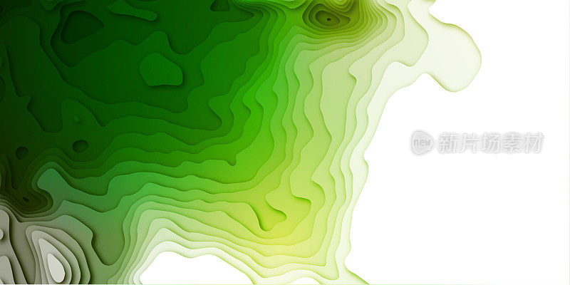 3D抽象绿色波浪背景与剪纸形状。矢量设计布局的业务演示
