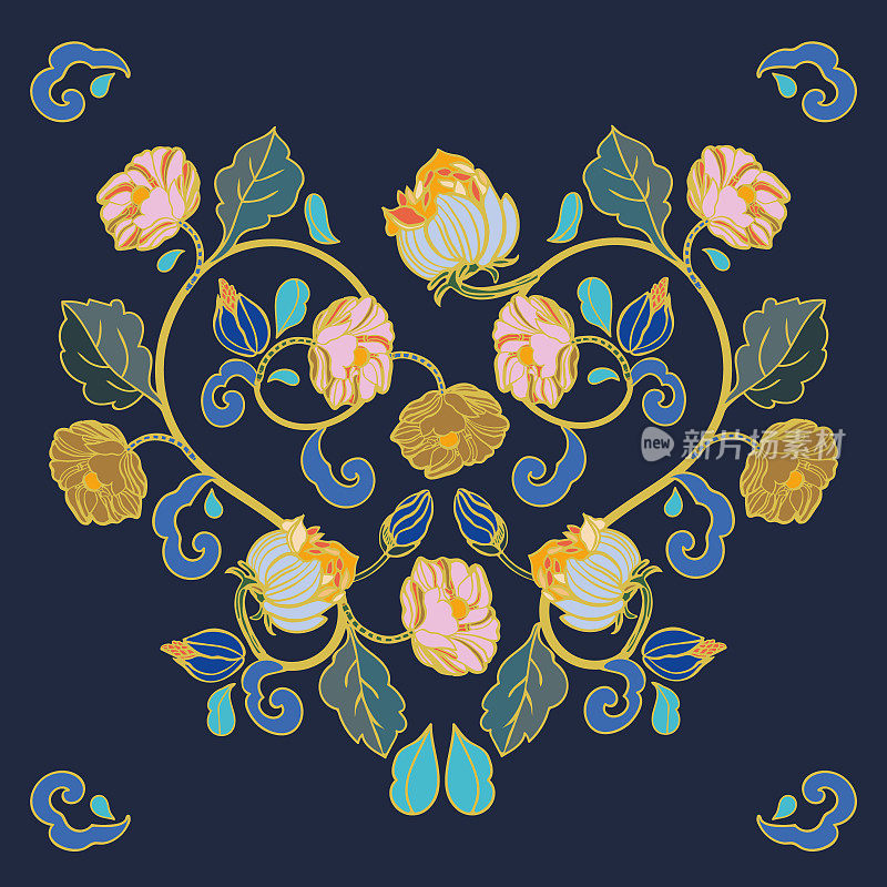 皇家intarsia风格花卉插图集。