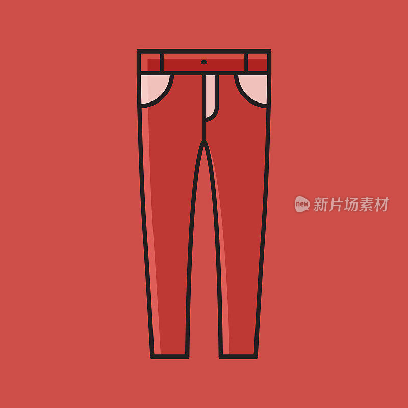 平面线设计风格裤子图标，轮廓符号矢量插图
