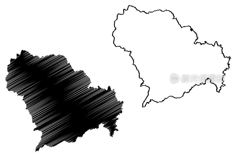 石家庄市(中华人民共和国，河北省)地图矢量插图，手绘石家城或石门地图