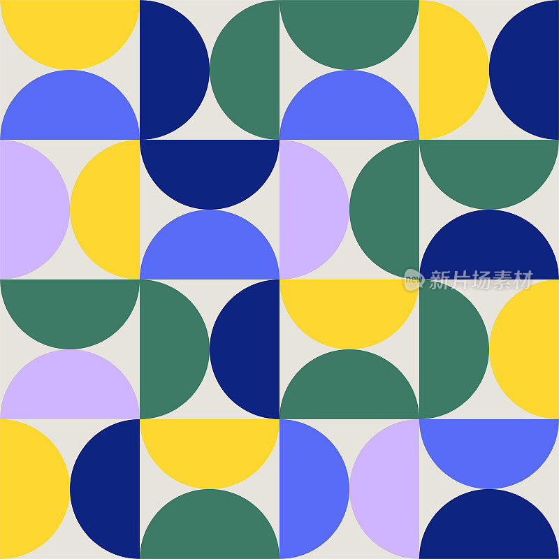彩色无缝重复图案与抽象极简几何风格