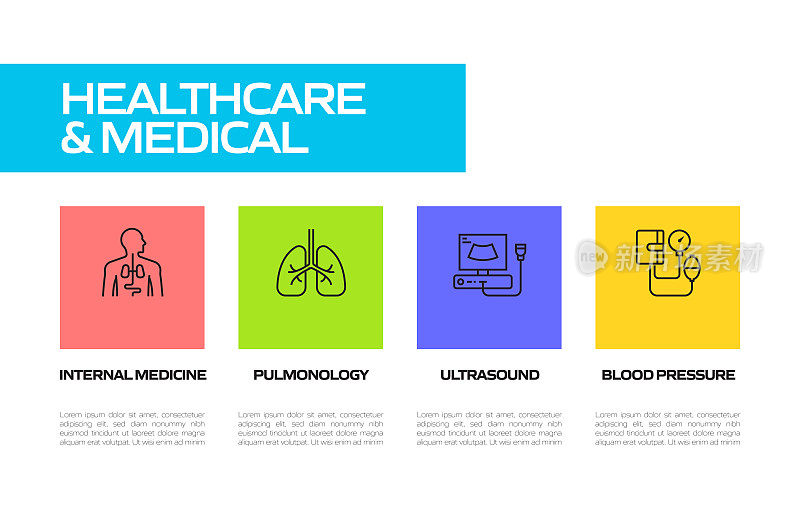 医疗保健和医疗相关的线条图标。向量符号说明。