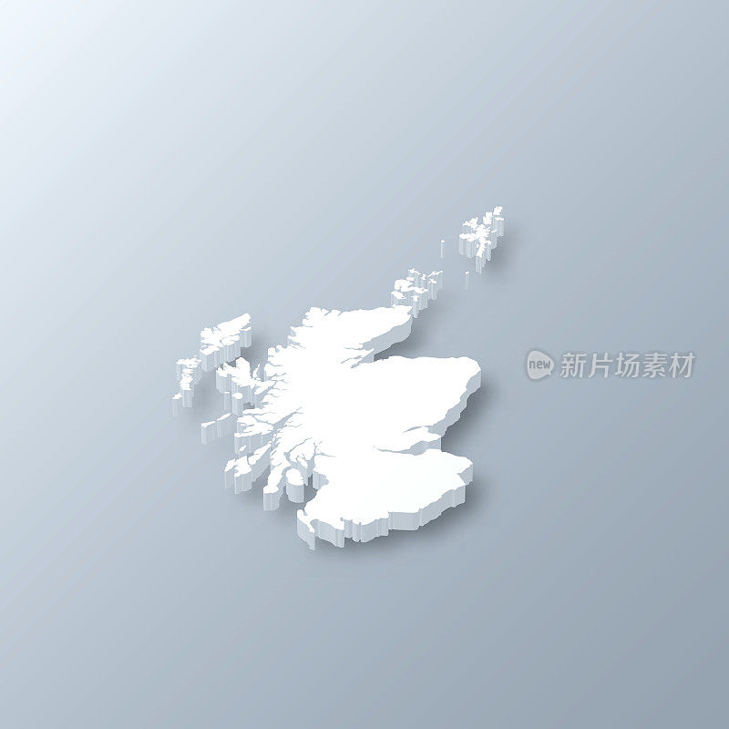 苏格兰3D地图上的灰色背景