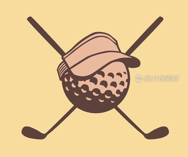 观看高尔夫球与高尔夫球杆和特殊遮阳板