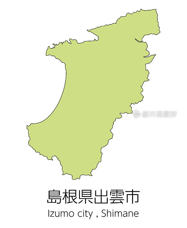 日本岛根县出云市地图。翻译过来就是:“岛根县出云市。”