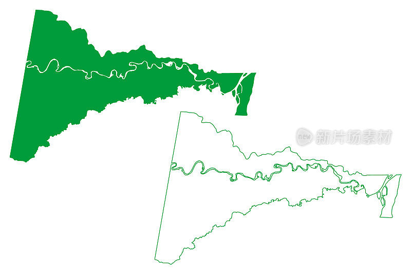 圣安东尼奥做伊卡市政当局(亚马逊州，巴西市政当局，巴西联邦共和国)地图矢量插图，潦草素描圣安东尼奥做伊卡地图