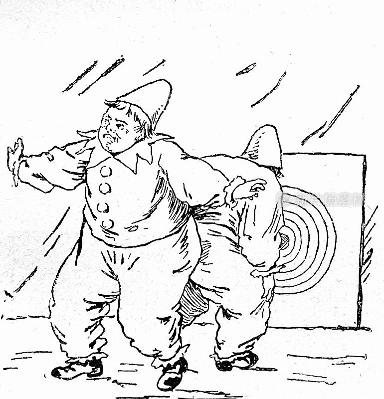 小丑站在靶子上