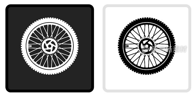 自行车车轮图标上的黑色按钮与白色翻转