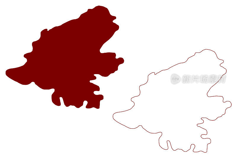 圣迈克尔斯岛(大不列颠及北爱尔兰联合王国，马恩岛)地图矢量插图，潦草草图圣迈克尔斯岛或Fort地图