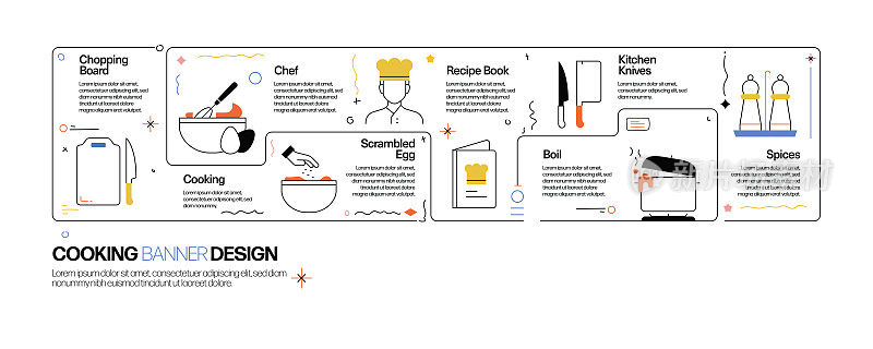 烹饪概念，线风格矢量插图