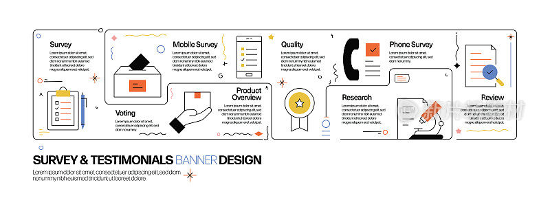 调查和感言概念，线风格矢量插图