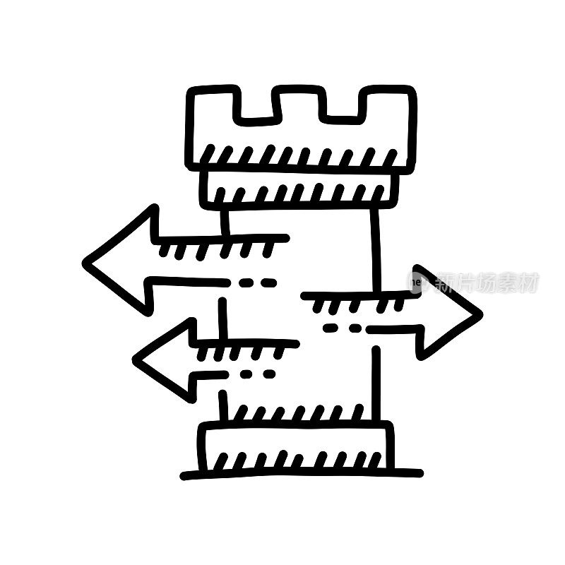 策略规划手绘图标，涂鸦风格矢量插图