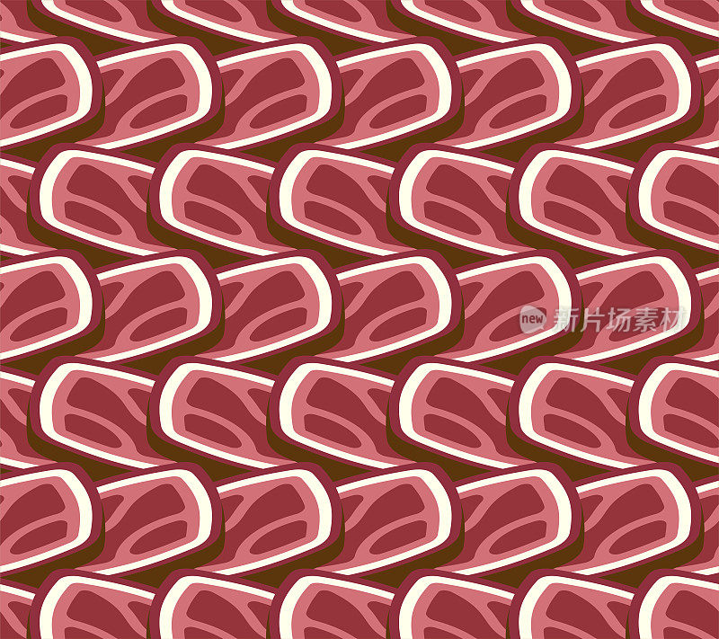 腊肉片图案无缝衔接。肉美味背景