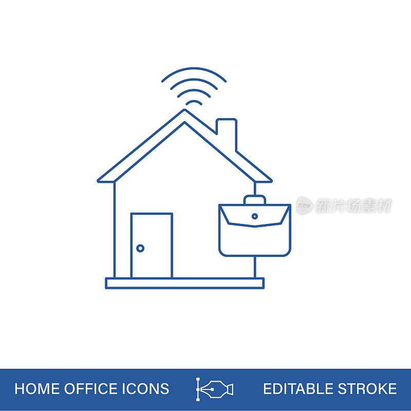 在家办公线条图标与可编辑的笔画