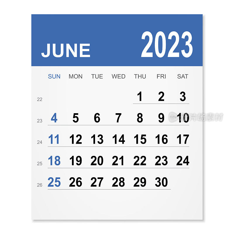 2023年6月日历