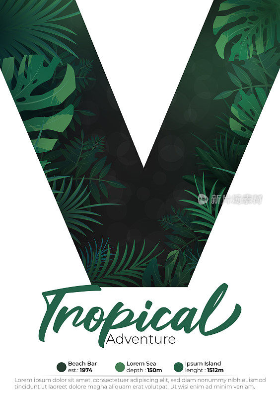 棕榈叶制作的热带度假海报