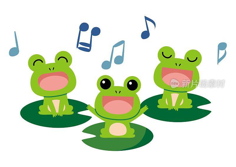 可爱的青蛙唱歌的插图