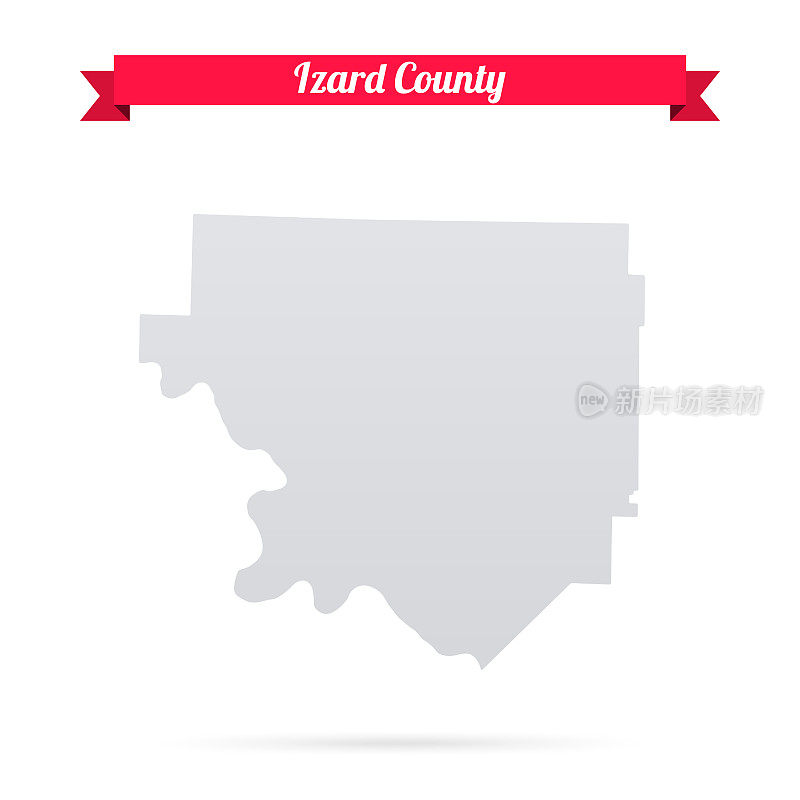 阿肯色州伊泽德县。白底红旗地图
