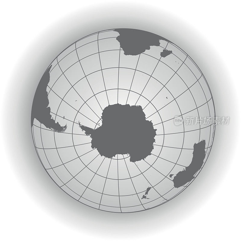 灰色色调的南极和南极地图