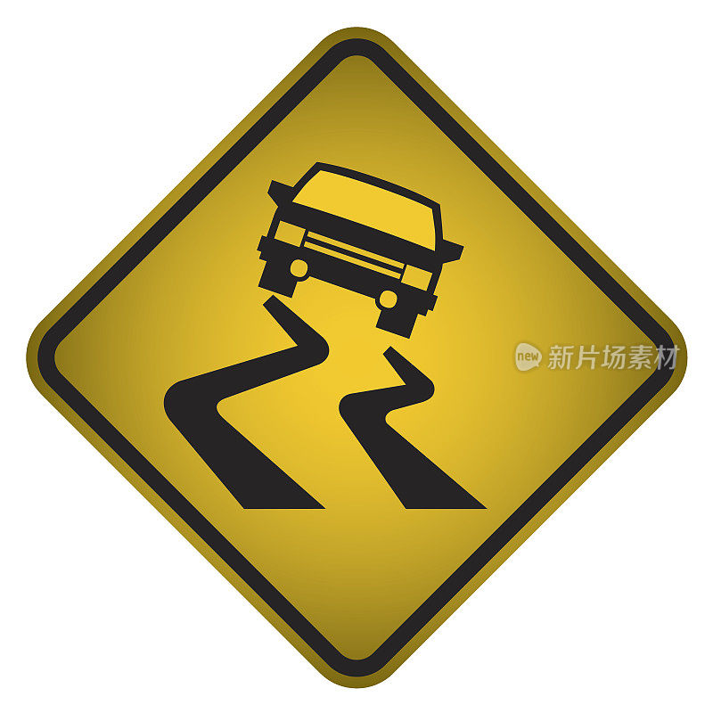 湿滑道路警告标志-向量