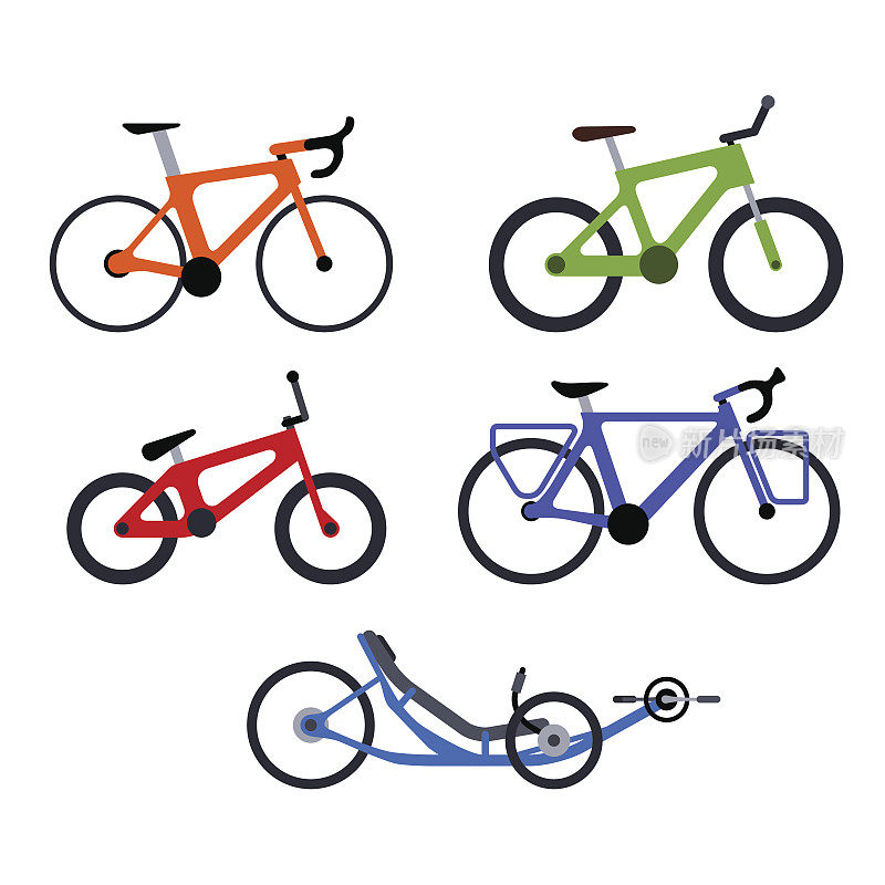 一套自行车剪影图标