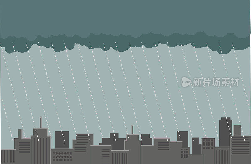 雨中城市天际线矢量