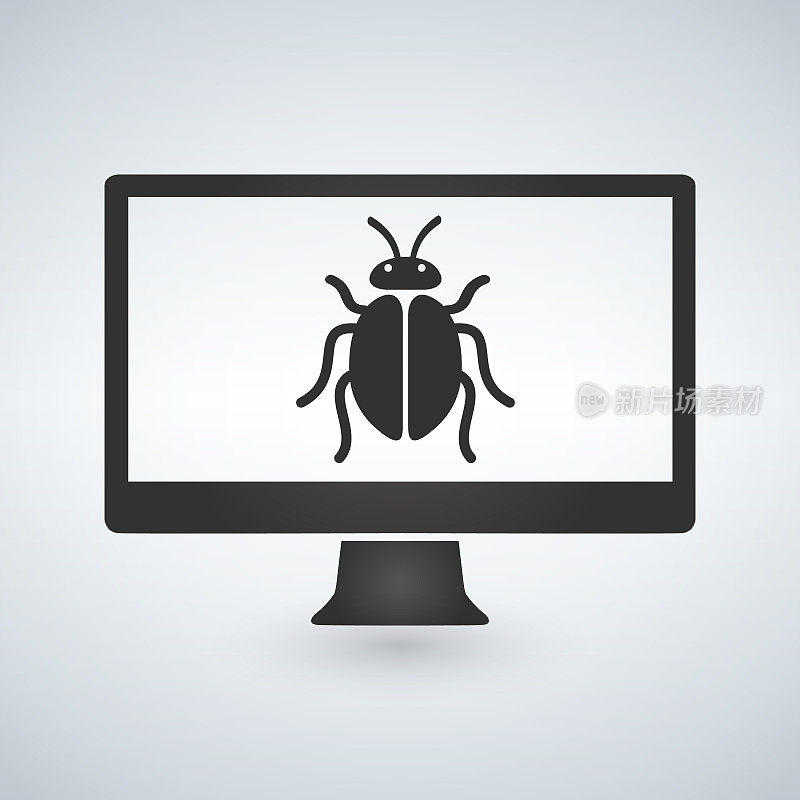 电脑被恶意软件感染，屏幕矢量图bug。
