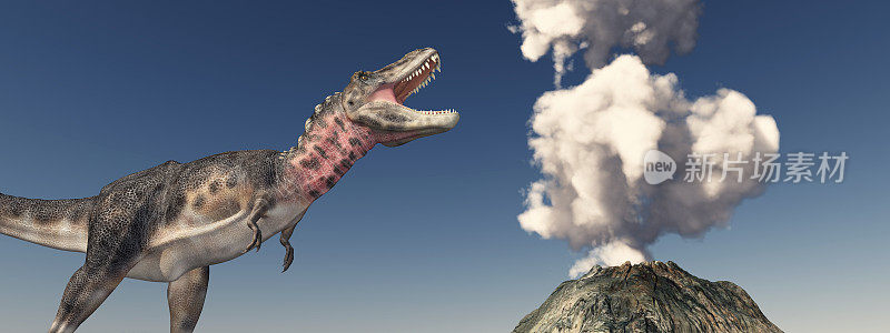 火山爆发和恐龙Tarbosaurus