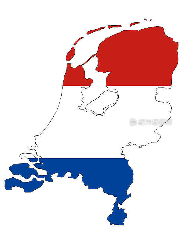 联合地图和旗帜的荷兰