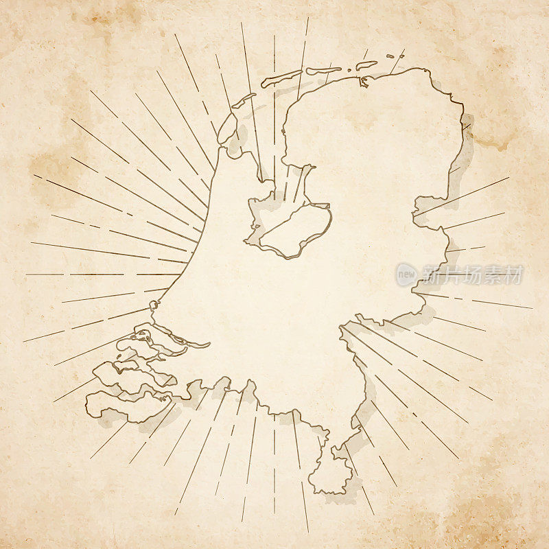 荷兰地图在复古风格-旧纹理纸