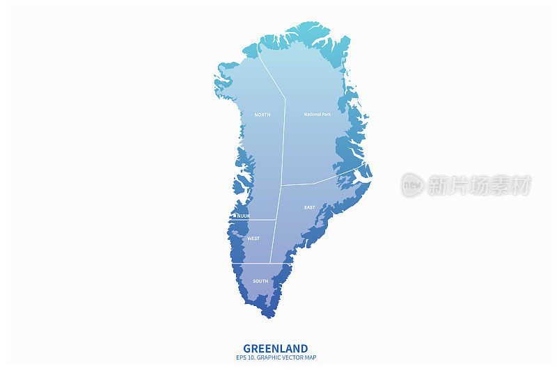 格陵兰岛的地图。格陵兰岛矢量地图。