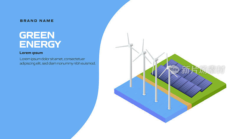 绿色能源概念矢量插图用于网站横幅，广告和营销材料，在线广告，商业展示等。