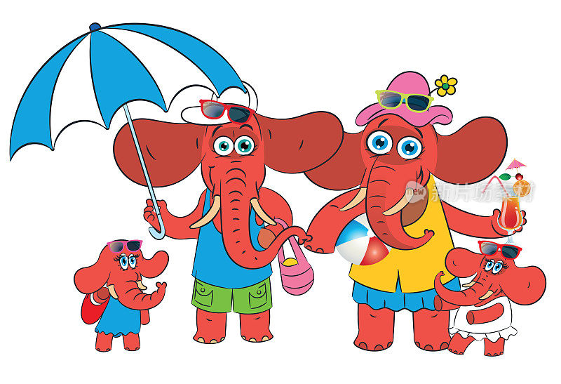 红色大象家庭