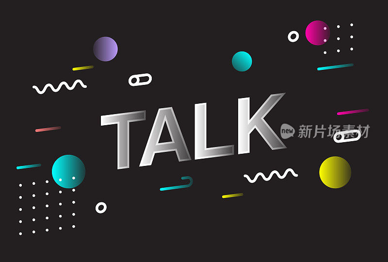 TALK字体创意设计在复古风格矢量插图