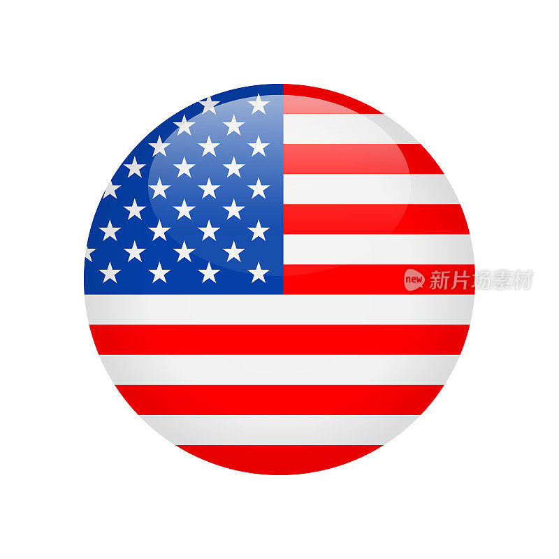 美国国旗图标矢量插图-圆形