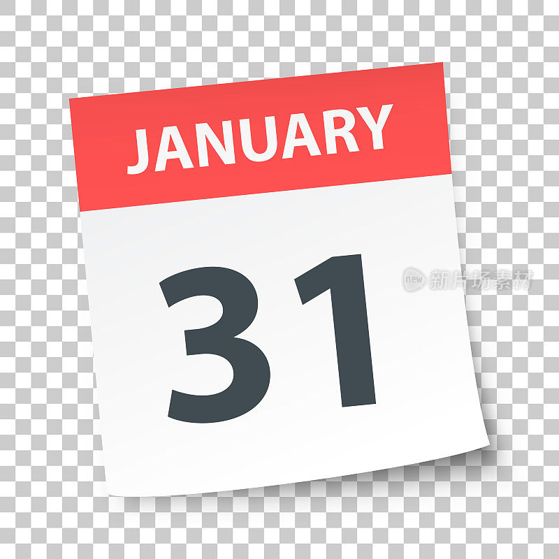 1月31日-每日日历在空白背景