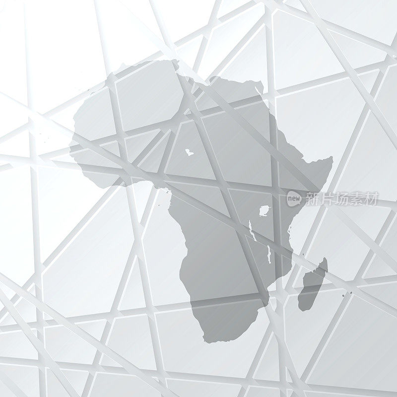 非洲地图与网状网络在白色背景
