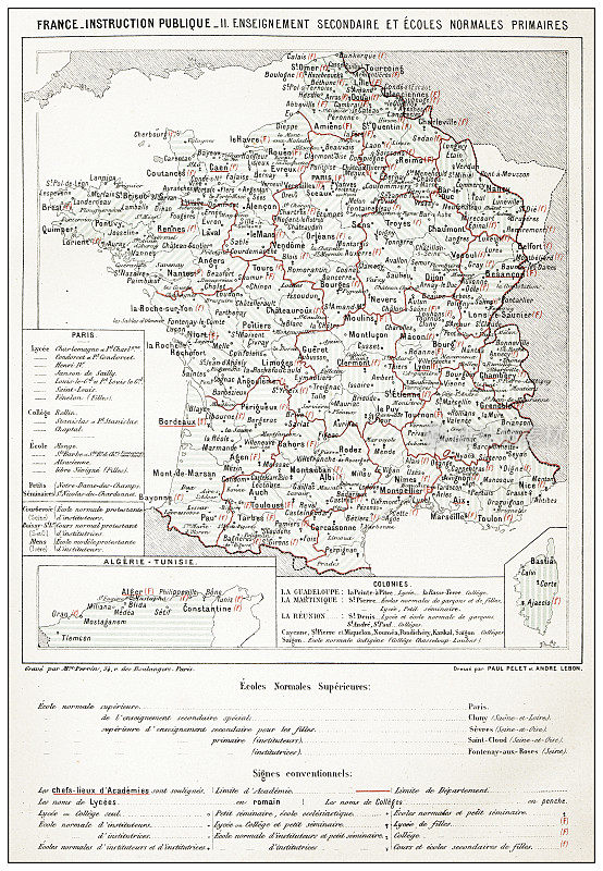 古老的法国学校地图