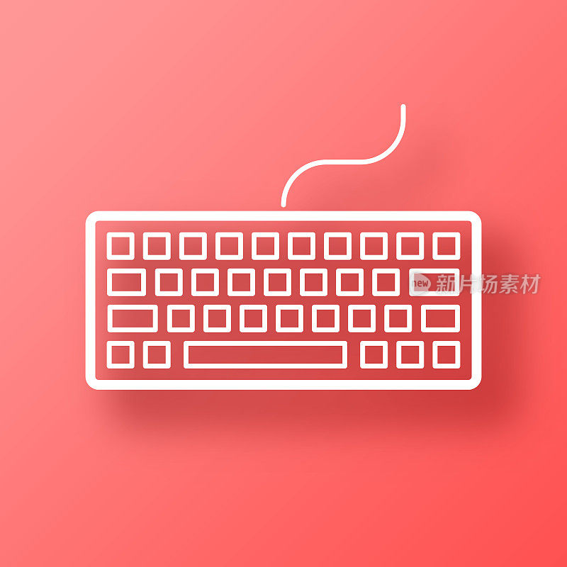 键盘。图标在红色背景与阴影