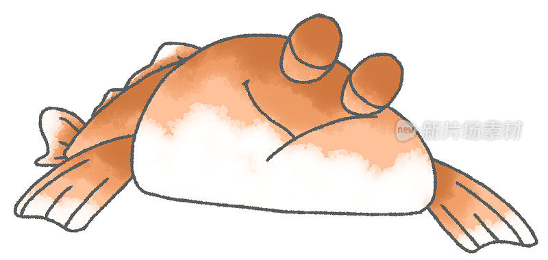 可爱的卡通虾虎鱼睡觉的插图