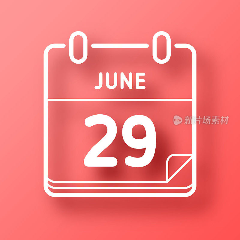 6月29日。图标在红色背景与阴影